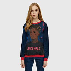 Свитшот женский Juice WRLD - Неоновый аниме арт, цвет: 3D-красный — фото 2