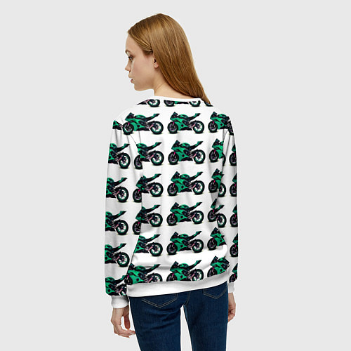 Женский свитшот Motorcycle turquoise / 3D-Белый – фото 4