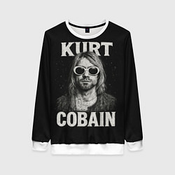 Свитшот женский Курт Кобейн - гранж-арт, цвет: 3D-белый
