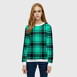 Свитшот женский Checkered turquoise, цвет: 3D-белый — фото 2
