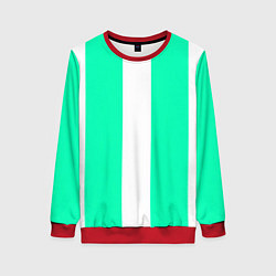 Свитшот женский Color turquoise white line, цвет: 3D-красный