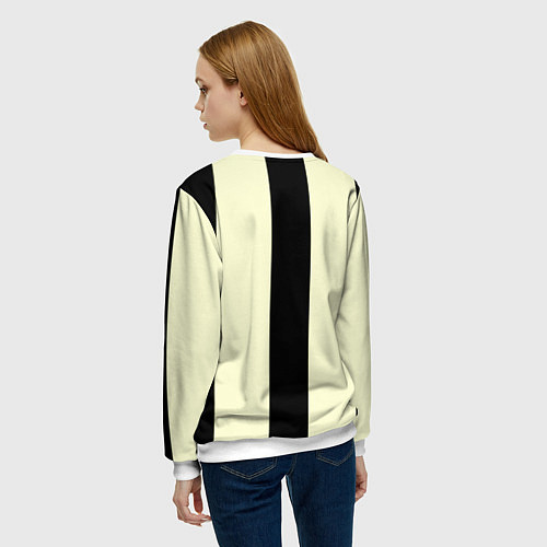 Женский свитшот Color black beige line / 3D-Белый – фото 4