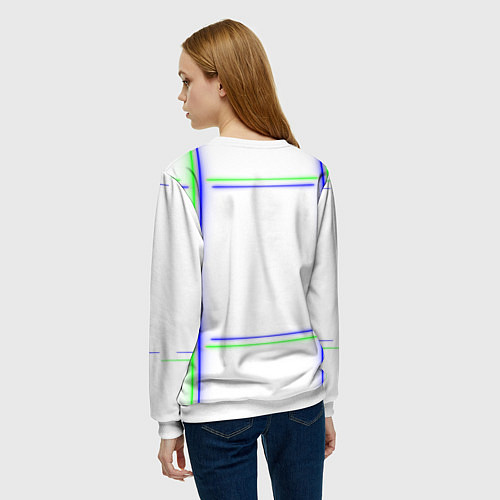 Женский свитшот Neon white green light blue / 3D-Белый – фото 4