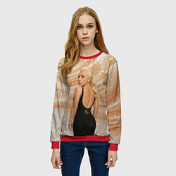 Свитшот женский Леди Гага в черном платье, цвет: 3D-красный — фото 2