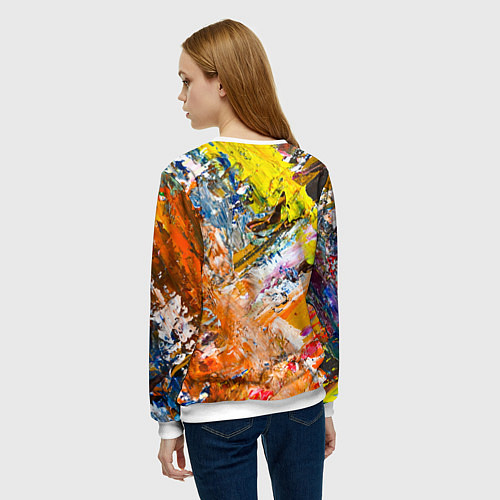 Женский свитшот Живая Абстракция: Поток Цветов и Форм в Постоянном / 3D-Белый – фото 4