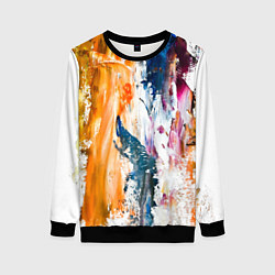 Свитшот женский Разноцветные мазки кисти на палитре художника, цвет: 3D-черный