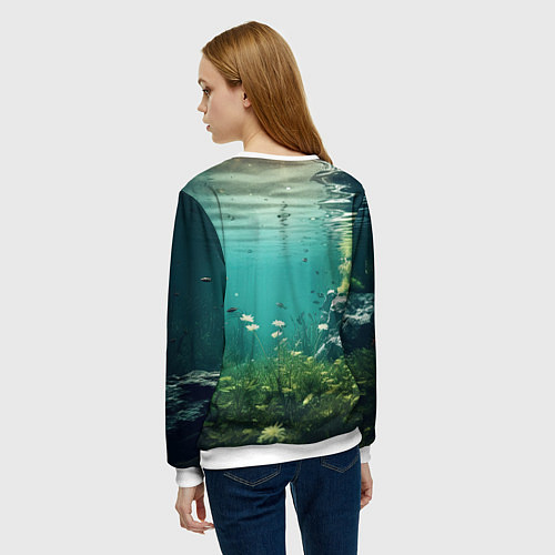 Женский свитшот Леди Гага под водой в аквариуме / 3D-Белый – фото 4