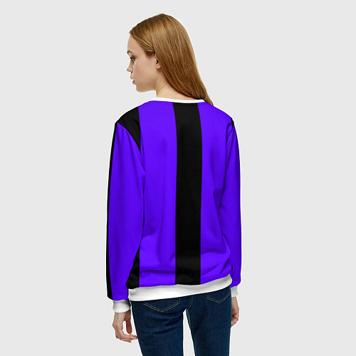 Женский свитшот Color purple black stripes / 3D-Белый – фото 4