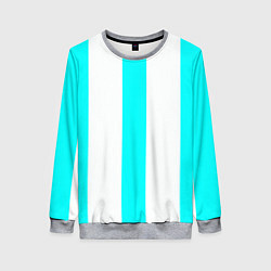 Свитшот женский Color light blue white lines, цвет: 3D-меланж