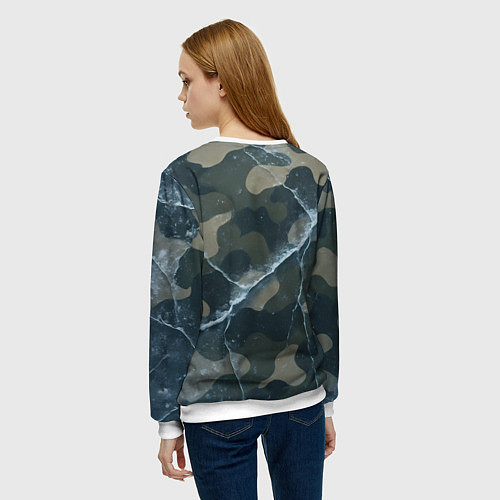 Женский свитшот ВМФ волк на камуфляже / 3D-Белый – фото 4