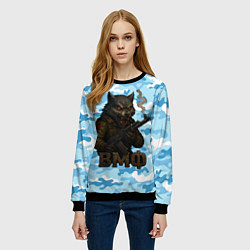 Свитшот женский Волк с красными глазами ВМФ, цвет: 3D-черный — фото 2