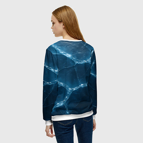 Женский свитшот ВМФ Волк на фоне льда / 3D-Белый – фото 4