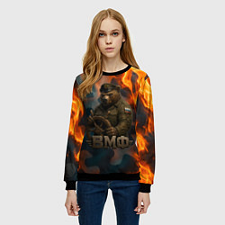 Свитшот женский Медведь у штурвала МВФ, цвет: 3D-черный — фото 2