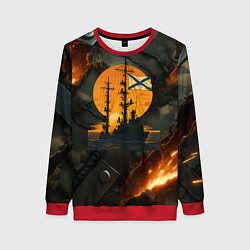 Женский свитшот Корабль ВМФ на фоне камуфляжа