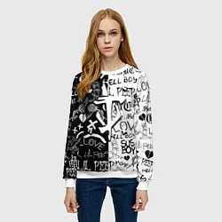 Свитшот женский Doom x liil peep pattern black, цвет: 3D-белый — фото 2