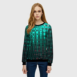 Свитшот женский Нефритовый зелёный абстракция, цвет: 3D-черный — фото 2