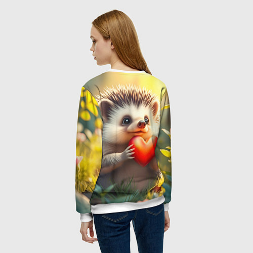 Женский свитшот Милаха ёжик влюблён / 3D-Белый – фото 4