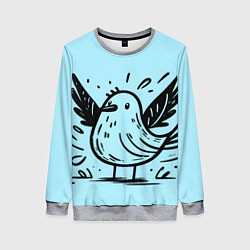 Свитшот женский Чайка в стиле скетча, цвет: 3D-меланж