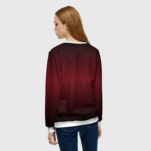 Женский свитшот Градиент темно-бордовый / 3D-Белый – фото 4