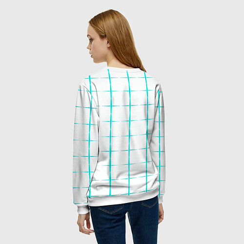 Женский свитшот Color white light blue crosses / 3D-Белый – фото 4
