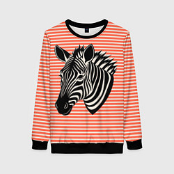 Свитшот женский Зебра на оранжевых полосах, цвет: 3D-черный