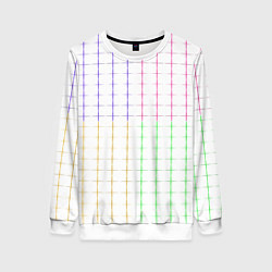 Свитшот женский Color white multicolored stripes, цвет: 3D-белый