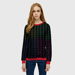 Свитшот женский Color black multicolored stripes, цвет: 3D-красный — фото 2