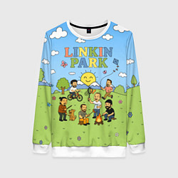 Свитшот женский Linkin Park мультяшный стиль на поляне, цвет: 3D-белый