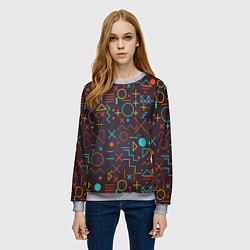 Свитшот женский Different shapes of geometry, цвет: 3D-меланж — фото 2