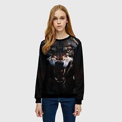 Свитшот женский Волчара, цвет: 3D-черный — фото 2
