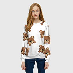 Свитшот женский Мордашка мишки, цвет: 3D-белый — фото 2