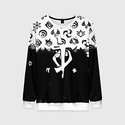 Свитшот женский Doom черно белые аниме, цвет: 3D-белый