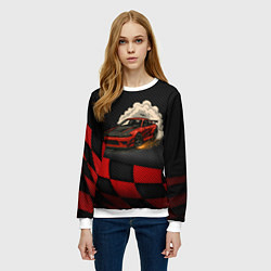Свитшот женский Дрифт авто с облаком дыма, цвет: 3D-белый — фото 2