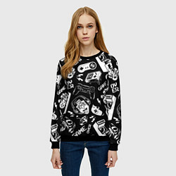Свитшот женский Retro gamer pattern, цвет: 3D-черный — фото 2