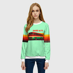 Свитшот женский Ретро автобус ЛиАЗ 677, цвет: 3D-белый — фото 2