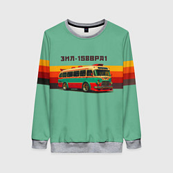 Свитшот женский Ретро автобус ЗИЛ 158ВРА1 поп-арт, цвет: 3D-меланж