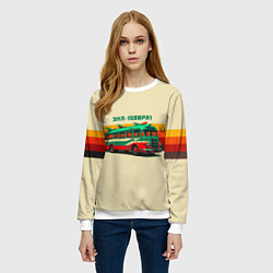Свитшот женский Ретро автобус ЗИЛ поп-арт, цвет: 3D-белый — фото 2