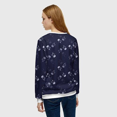 Женский свитшот Цветочный узор синий / 3D-Белый – фото 4