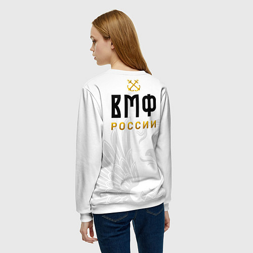 Женский свитшот ВМФ России с эмблемой войск / 3D-Белый – фото 4