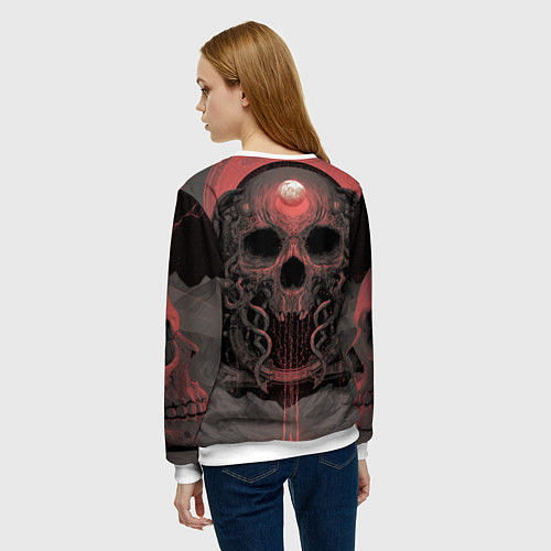 Женский свитшот Металл арт - череп / 3D-Белый – фото 4