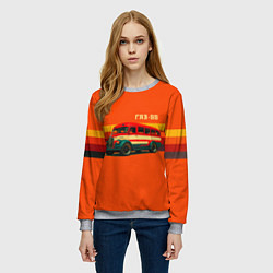 Свитшот женский Ретро автобус ГАЗ-55 поп-арт, цвет: 3D-меланж — фото 2
