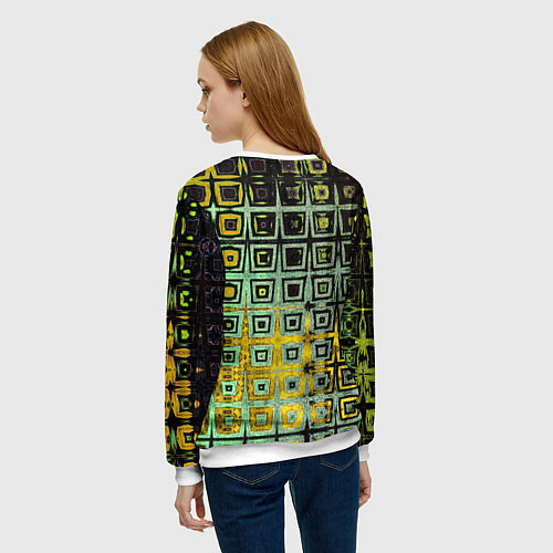 Женский свитшот Абстрактная зелено-черная текстура / 3D-Белый – фото 4