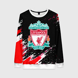 Свитшот женский Liverpool краски штрихи, цвет: 3D-белый