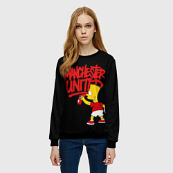 Свитшот женский Граффити Манчестер Юнайтед и Барт Симсон, цвет: 3D-черный — фото 2