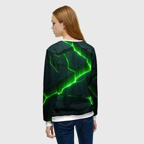 Женский свитшот Кислотный зеленый свет из плит / 3D-Белый – фото 4
