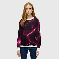 Свитшот женский Розовый свет из разлома плит, цвет: 3D-белый — фото 2
