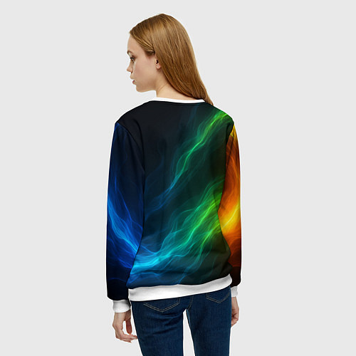 Женский свитшот Разноцветный огонь абстракция / 3D-Белый – фото 4