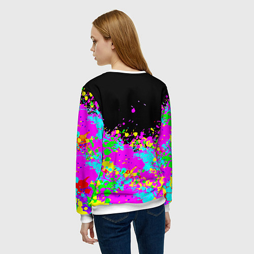 Женский свитшот Ливерпуль неоновые краски текстура / 3D-Белый – фото 4