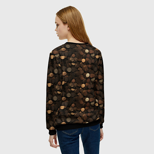 Женский свитшот Монеты - паттерн / 3D-Черный – фото 4