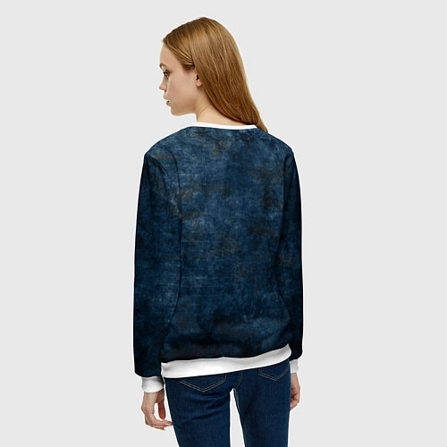 Женский свитшот Абстракция - old blue wall with black stains / 3D-Белый – фото 4